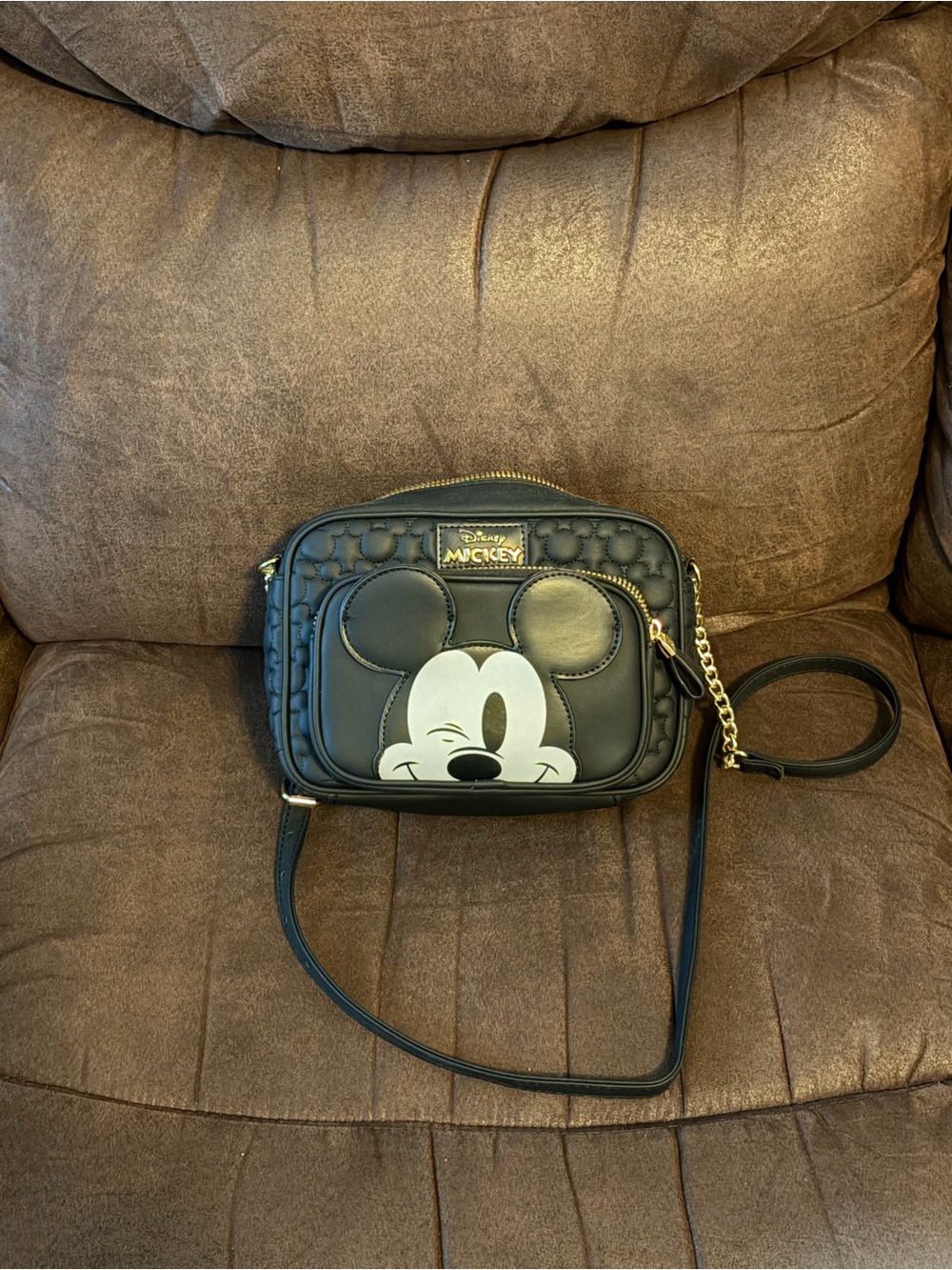 Disney Mickey Mouse Black Crossbody with Gold Accents